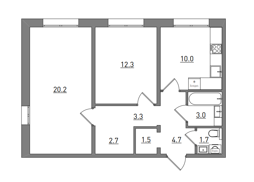 планировка квартиры 59 м2
